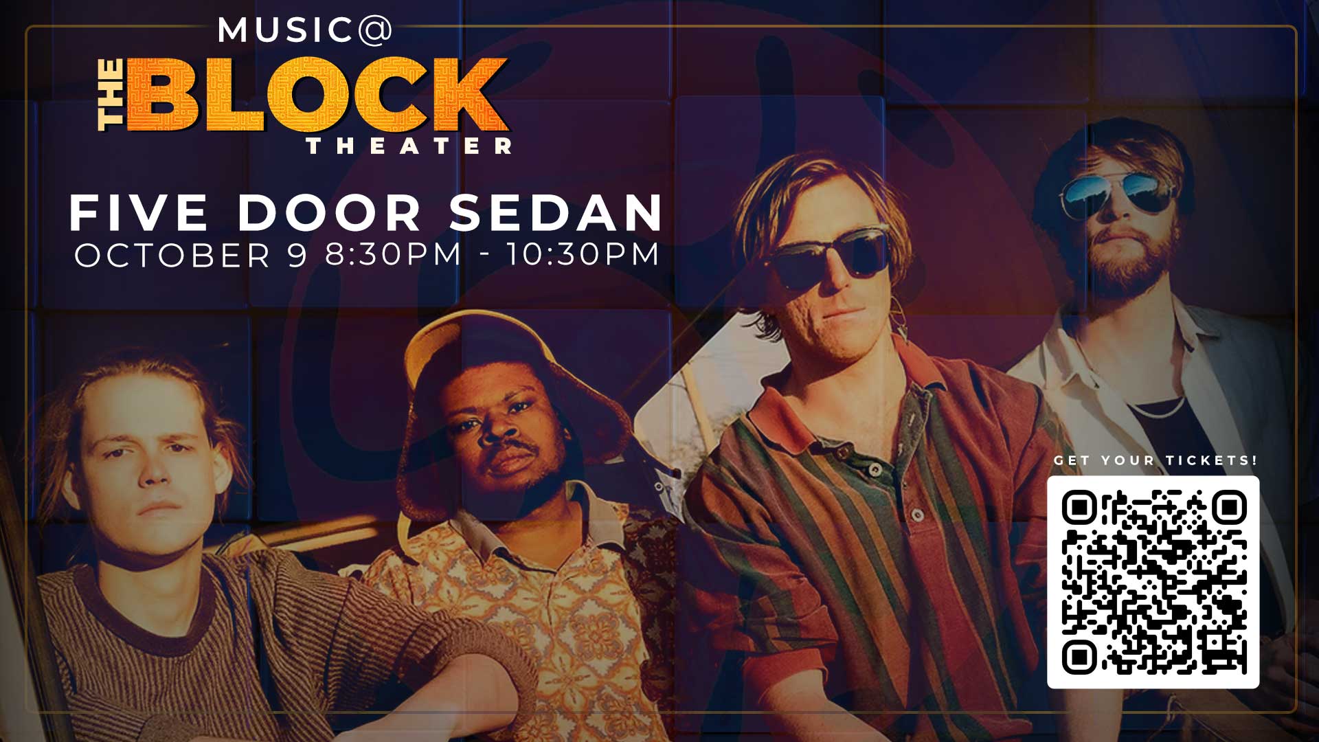Five Door Sedan x Tucker Wyatt at The Block Theater official event graphic
