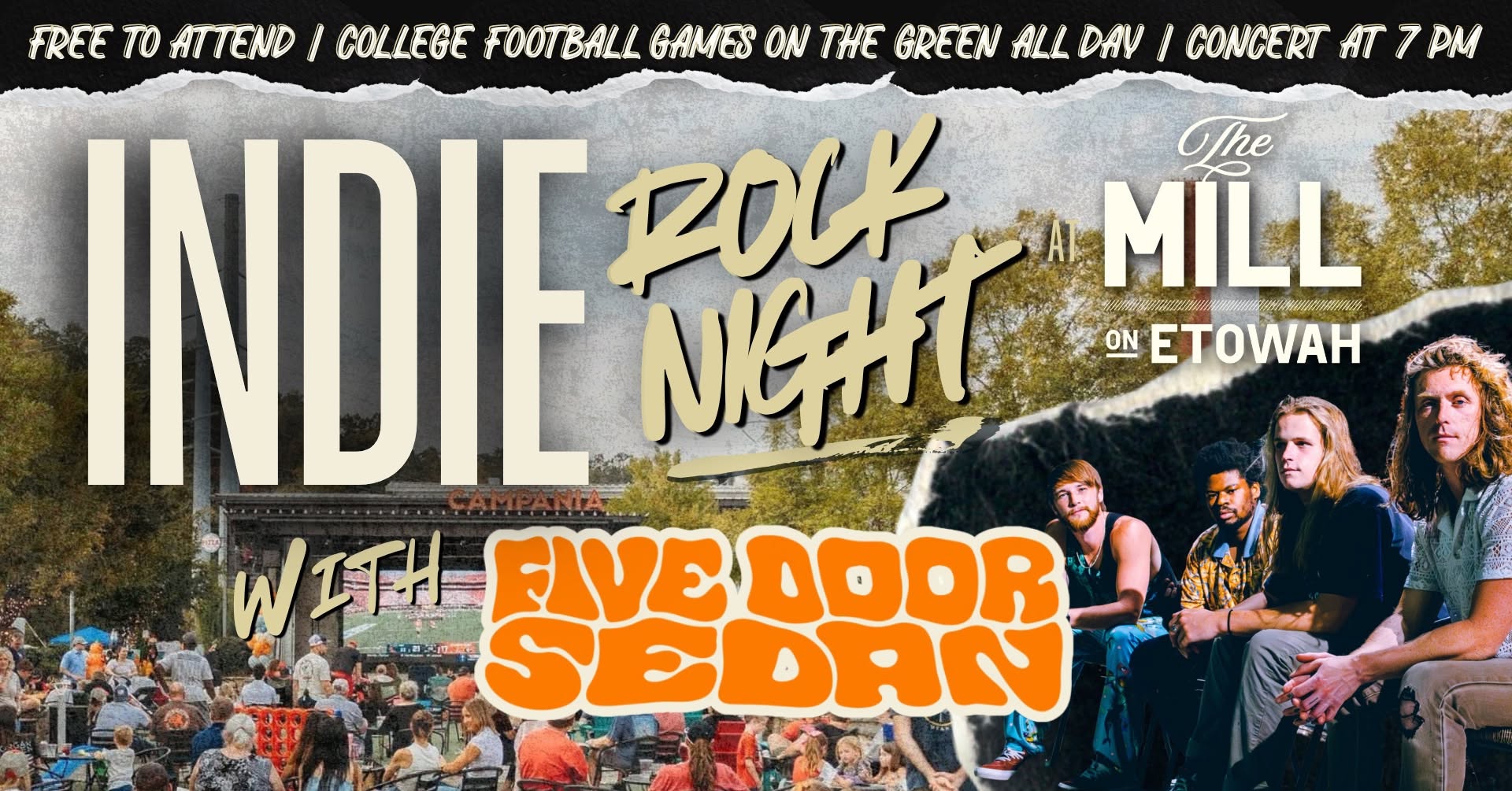 Indie Rock Night with Five Door Sedan official event graphic